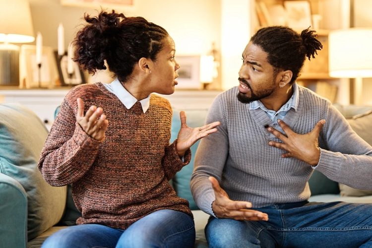 A man and woman arguing